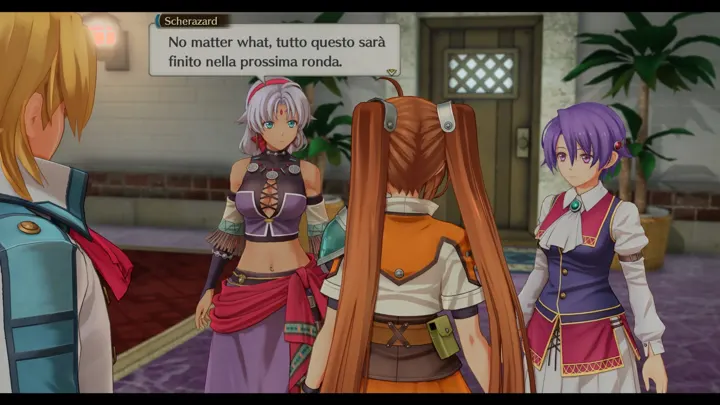 Screenshot di Trails in the Sky 1st Chapter con la traduzione italiana automatica: «No matter what, tutto questo sarà / finito nella prossima ronda.»