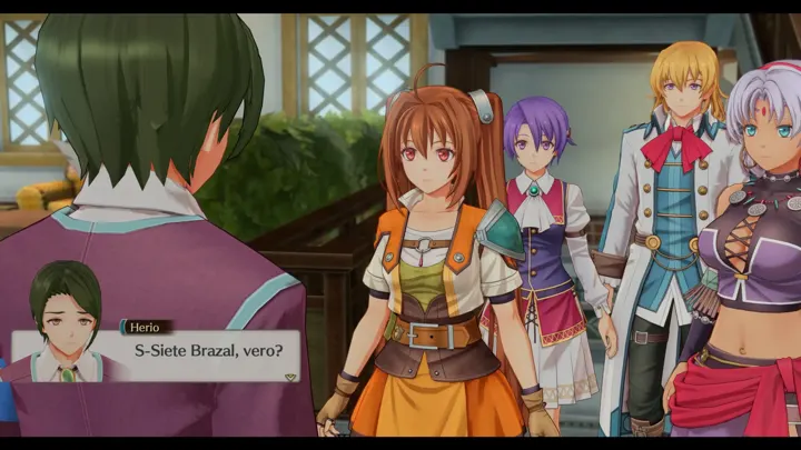 Screenshot di Trails in the Sky 1st Chapter con la traduzione italiana automatica: «S-Siete Brazal, vero?»