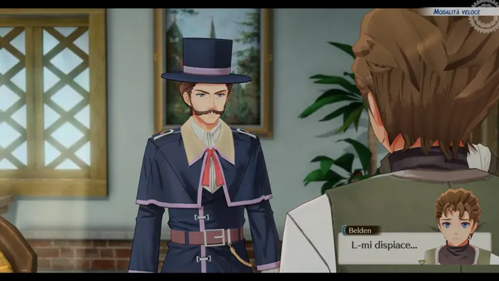 Screenshot di Trails in the Sky 1st Chapter con la traduzione italiana automatica: «L-mi dispiace...»